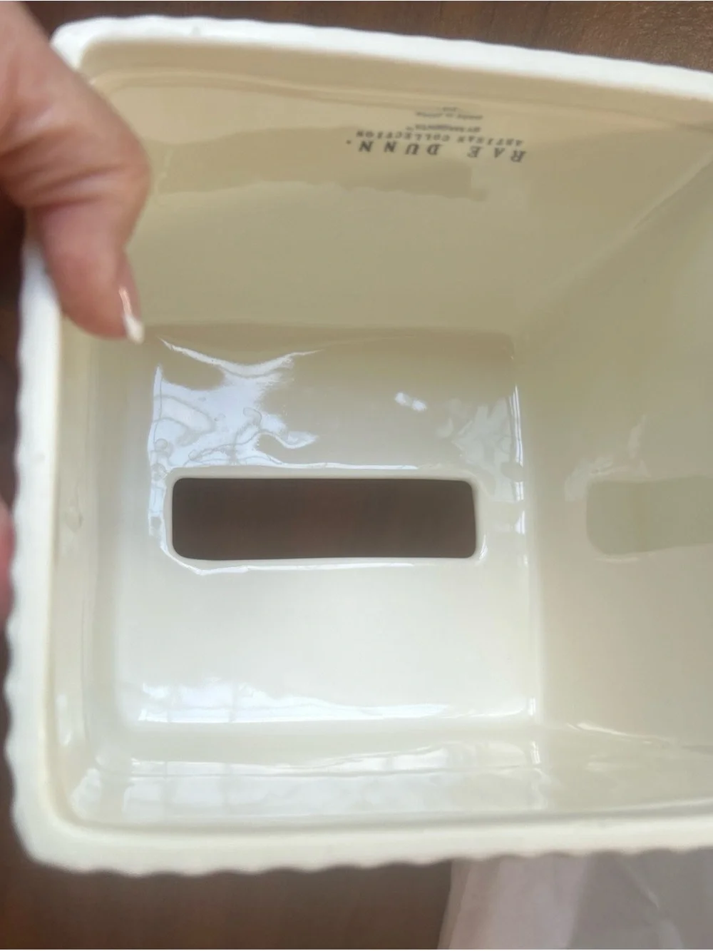 Rae Dunn TISSUES Ceramic Tissue Box Cover Off White Farmhouse Decor Ribbed Base